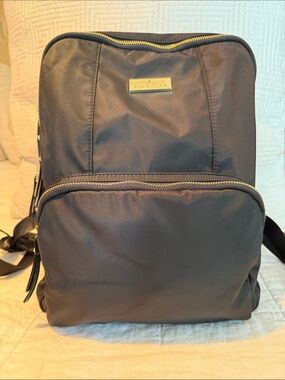 Allancia Black Nylon Backpack with Gold Accent Plaque